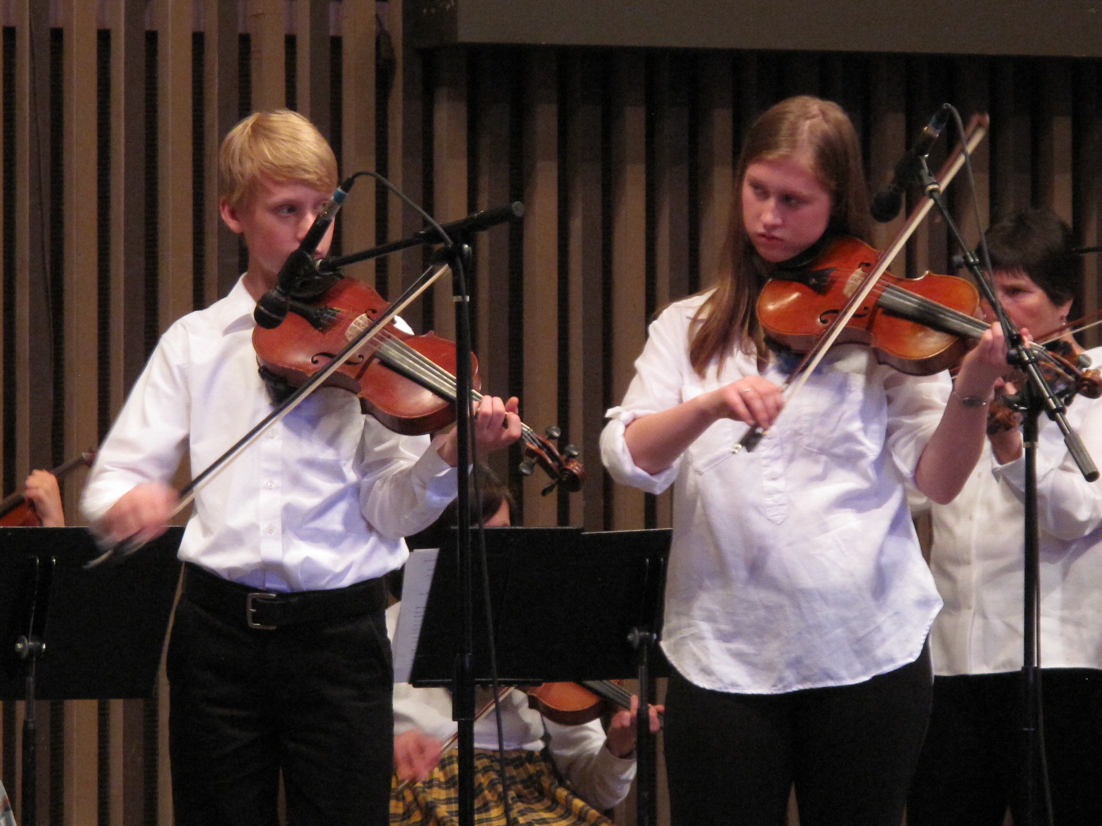 Evan and Elise- fiddle away, then give the audience a special treat by their group,  "Hot Cider".